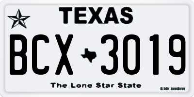 TX license plate BCX3019