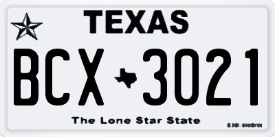TX license plate BCX3021