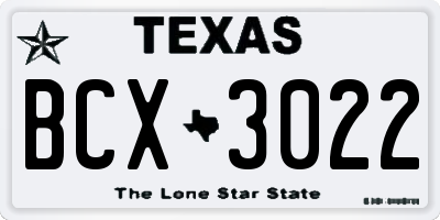 TX license plate BCX3022