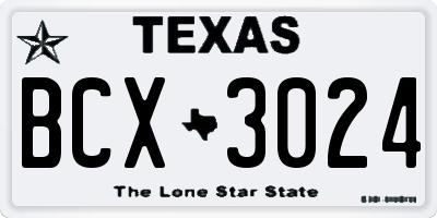 TX license plate BCX3024