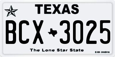TX license plate BCX3025