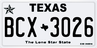 TX license plate BCX3026