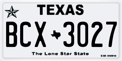 TX license plate BCX3027