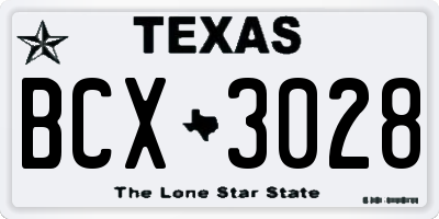 TX license plate BCX3028