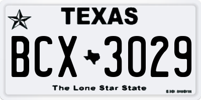 TX license plate BCX3029