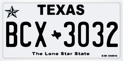 TX license plate BCX3032