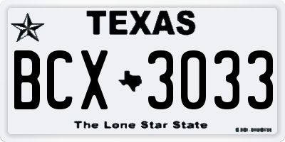 TX license plate BCX3033