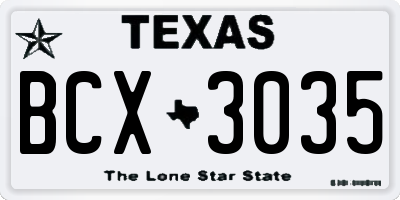 TX license plate BCX3035