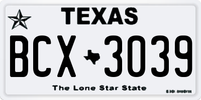 TX license plate BCX3039