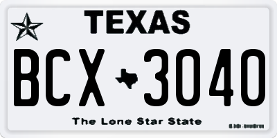 TX license plate BCX3040