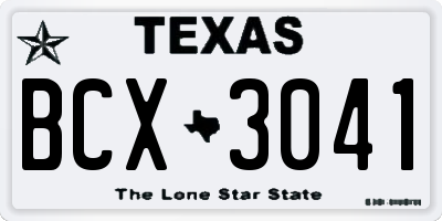 TX license plate BCX3041