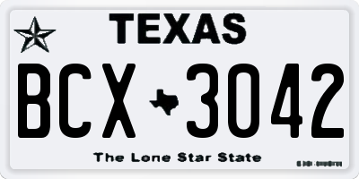 TX license plate BCX3042