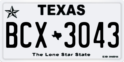 TX license plate BCX3043