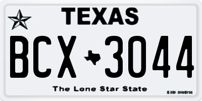 TX license plate BCX3044