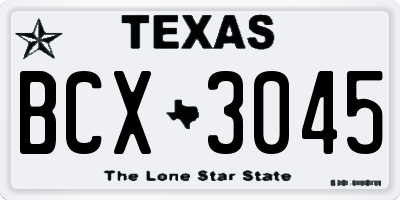 TX license plate BCX3045