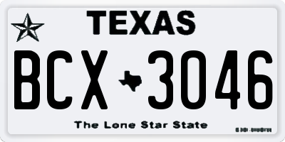 TX license plate BCX3046
