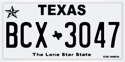 TX license plate BCX3047