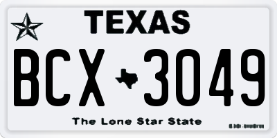 TX license plate BCX3049