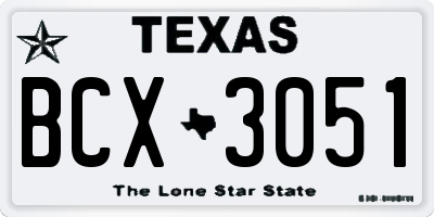 TX license plate BCX3051