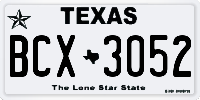 TX license plate BCX3052