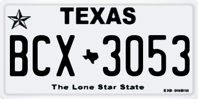 TX license plate BCX3053