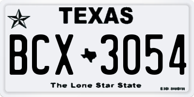 TX license plate BCX3054