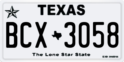 TX license plate BCX3058