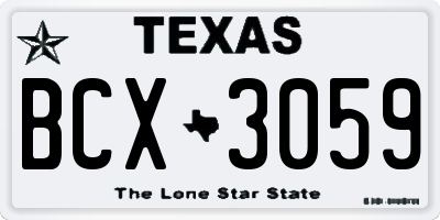TX license plate BCX3059