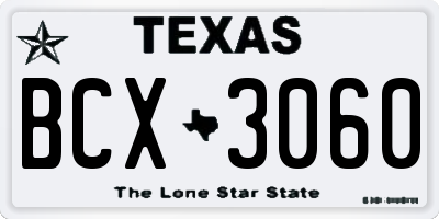TX license plate BCX3060