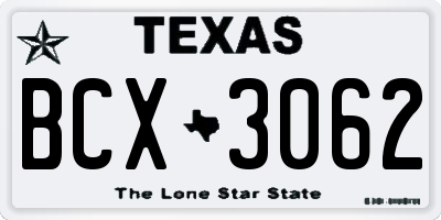 TX license plate BCX3062