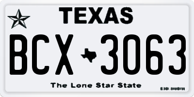 TX license plate BCX3063