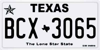 TX license plate BCX3065