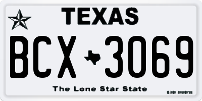 TX license plate BCX3069