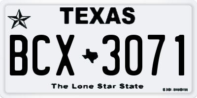 TX license plate BCX3071