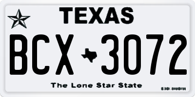 TX license plate BCX3072