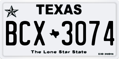 TX license plate BCX3074
