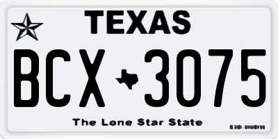 TX license plate BCX3075