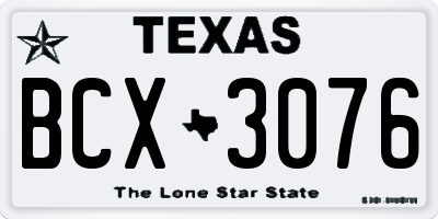 TX license plate BCX3076