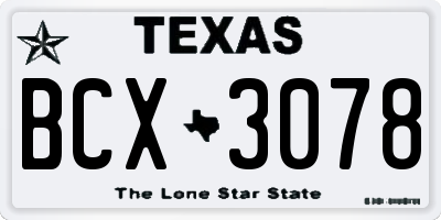 TX license plate BCX3078
