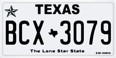 TX license plate BCX3079
