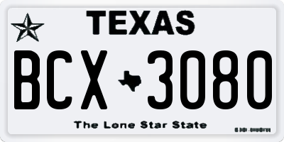TX license plate BCX3080