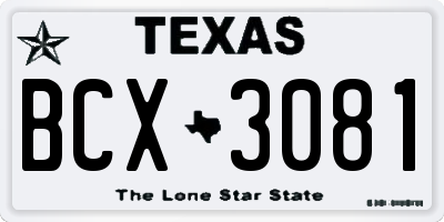 TX license plate BCX3081