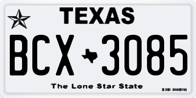 TX license plate BCX3085