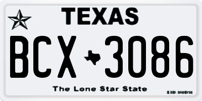 TX license plate BCX3086
