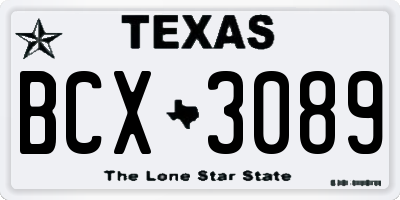 TX license plate BCX3089