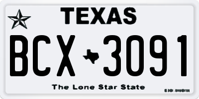 TX license plate BCX3091