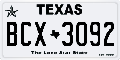TX license plate BCX3092