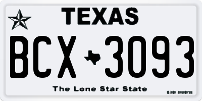TX license plate BCX3093