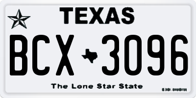 TX license plate BCX3096
