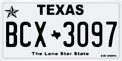 TX license plate BCX3097